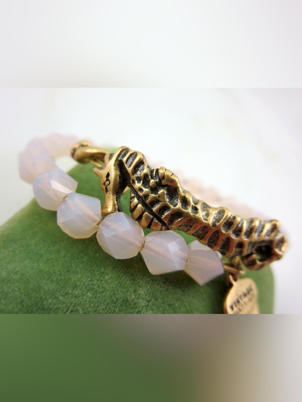 Alex and Ani Gold Seahorse Bracelet with Opalescent Beads